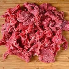A close up of chopped steak
